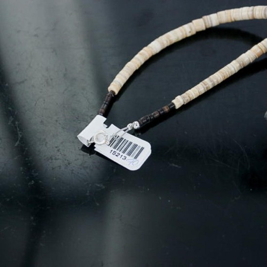 Certified Authentic Navajo .925 Sterling Silver Graduated Melon Shell and Turquoise Native American Necklace 15213-70 Certified Authentic Navajo .925 Sterling Silver Graduated Melon Shell and Turquoise Native American Necklace 15213-70