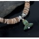 Certified Authentic Navajo .925 Sterling Silver Graduated Melon Shell and Turquoise Native American Necklace 15213-8