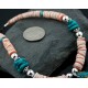 Certified Authentic Navajo .925 Sterling Silver Graduated Melon Shell and Turquoise Native American Necklace 15554-4