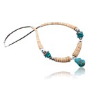 Certified Authentic Navajo .925 Sterling Silver Graduated Melon Shell and Turquoise Native American Necklace 370873985202