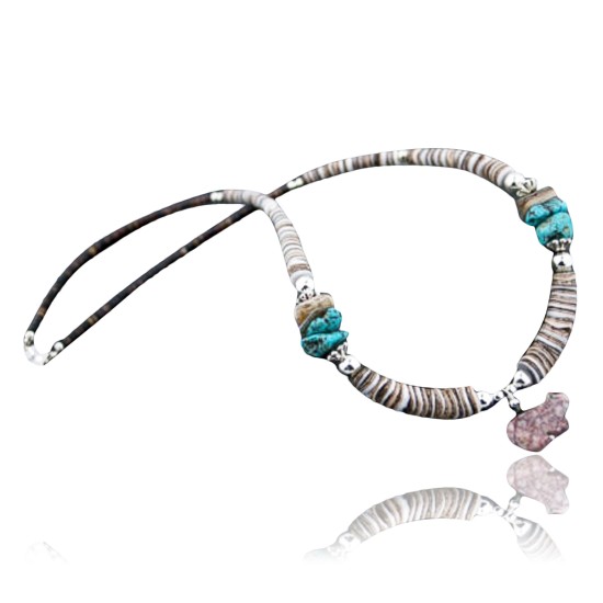 Certified Authentic Navajo .925 Sterling Silver Graduated Melon Shell and Turquoise Native American Necklace 370876623711 Certified Authentic Navajo .925 Sterling Silver Graduated Melon Shell and Turquoise Native American Necklace 370876623711