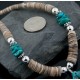 Certified Authentic Navajo .925 Sterling Silver Graduated Melon Shell and Turquoise Native American Necklace 370879670436