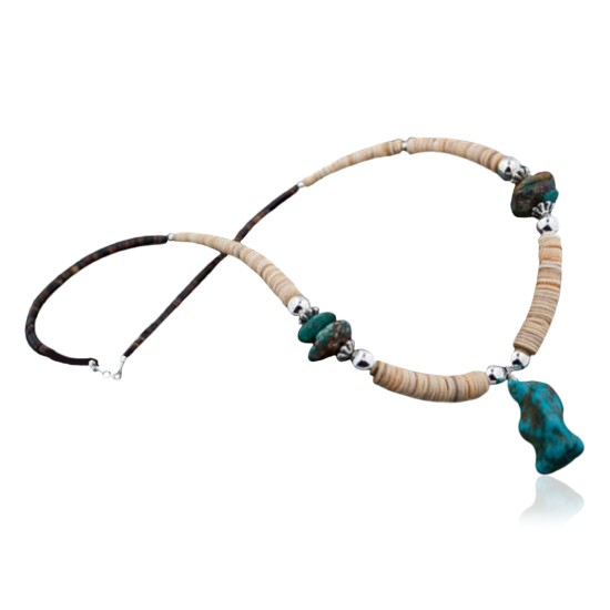 Certified Authentic Navajo .925 Sterling Silver Graduated Melon Shell and Turquoise Native American Necklace 370881721004 Certified Authentic Navajo .925 Sterling Silver Graduated Melon Shell and Turquoise Native American Necklace 370881721004