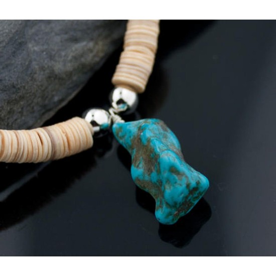 Certified Authentic Navajo .925 Sterling Silver Graduated Melon Shell and Turquoise Native American Necklace 370881721004 Certified Authentic Navajo .925 Sterling Silver Graduated Melon Shell and Turquoise Native American Necklace 370881721004