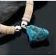 Certified Authentic Navajo .925 Sterling Silver Graduated Melon Shell and Turquoise Native American Necklace 370882617935