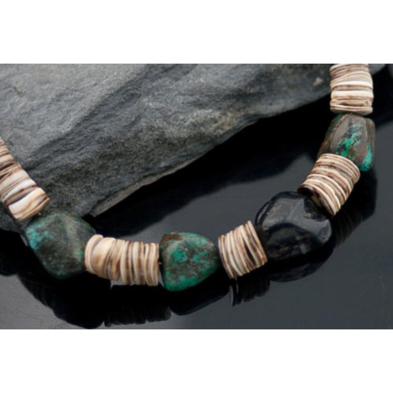 Certified Authentic Navajo .925 Sterling Silver Graduated Melon Shell and Turquoise Native American Necklace 370883092348 Certified Authentic Navajo .925 Sterling Silver Graduated Melon Shell and Turquoise Native American Necklace 370883092348