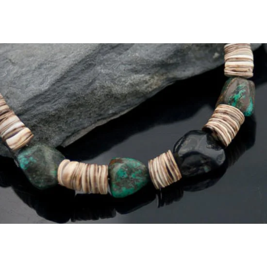 Certified Authentic Navajo .925 Sterling Silver Graduated Melon Shell and Turquoise Native American Necklace 370883092348 Certified Authentic Navajo .925 Sterling Silver Graduated Melon Shell and Turquoise Native American Necklace 370883092348