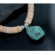 Certified Authentic Navajo .925 Sterling Silver Graduated Melon Shell and Turquoise Native American Necklace 370892540088