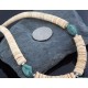 Certified Authentic Navajo .925 Sterling Silver Graduated Melon Shell and Turquoise Native American Necklace 370897786876