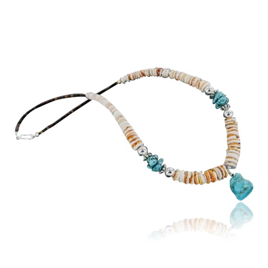 Certified Authentic Navajo .925 Sterling Silver Graduated Melon Shell and Turquoise Native American Necklace 370902827823 Certified Authentic Navajo .925 Sterling Silver Graduated Melon Shell and Turquoise Native American Necklace 370902827823