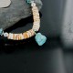 Certified Authentic Navajo .925 Sterling Silver Graduated Melon Shell and Turquoise Native American Necklace 370902827823
