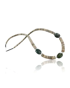 Certified Authentic Navajo .925 Sterling Silver Graduated Melon Shell and Turquoise Native American Necklace 370903427660