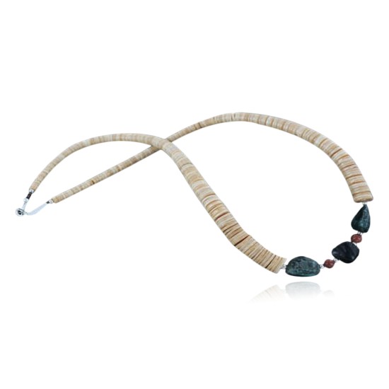 Certified Authentic Navajo .925 Sterling Silver Graduated Melon Shell and Turquoise Native American Necklace 370907357956 Certified Authentic Navajo .925 Sterling Silver Graduated Melon Shell and Turquoise Native American Necklace 370907357956