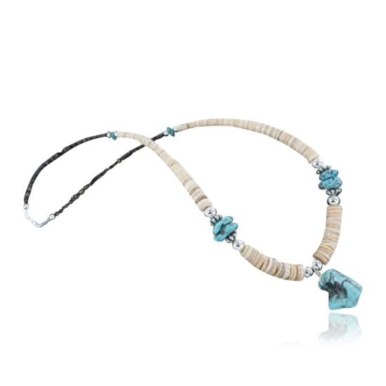 Certified Authentic Navajo .925 Sterling Silver Graduated Melon Shell and Turquoise Native American Necklace 370909132740 Certified Authentic Navajo .925 Sterling Silver Graduated Melon Shell and Turquoise Native American Necklace 370909132740