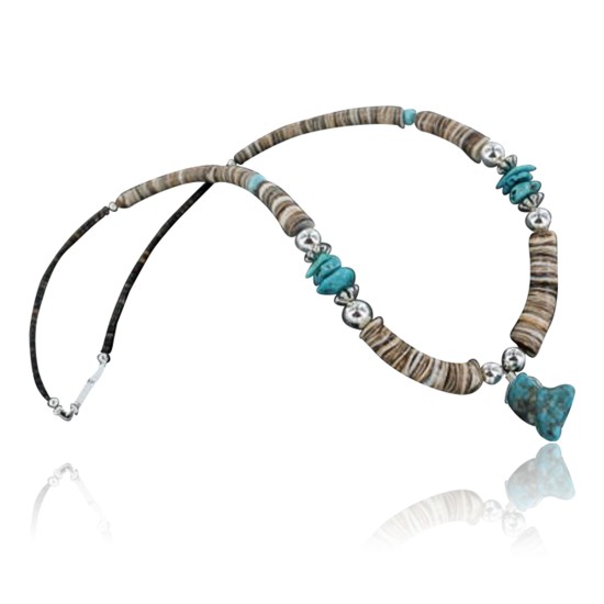 Certified Authentic Navajo .925 Sterling Silver Graduated Melon Shell and Turquoise Native American Necklace 370924169813 Certified Authentic Navajo .925 Sterling Silver Graduated Melon Shell and Turquoise Native American Necklace 370924169813