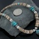Certified Authentic Navajo .925 Sterling Silver Graduated Melon Shell and Turquoise Native American Necklace 370924169813