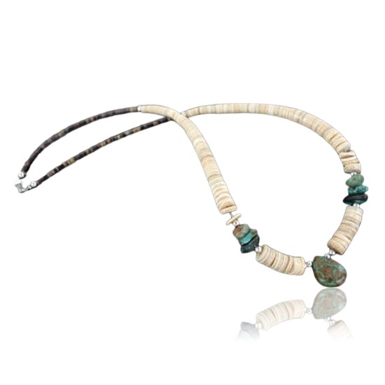 Certified Authentic Navajo .925 Sterling Silver Graduated Melon Shell and Turquoise Native American Necklace 370962153033 Certified Authentic Navajo .925 Sterling Silver Graduated Melon Shell and Turquoise Native American Necklace 370962153033