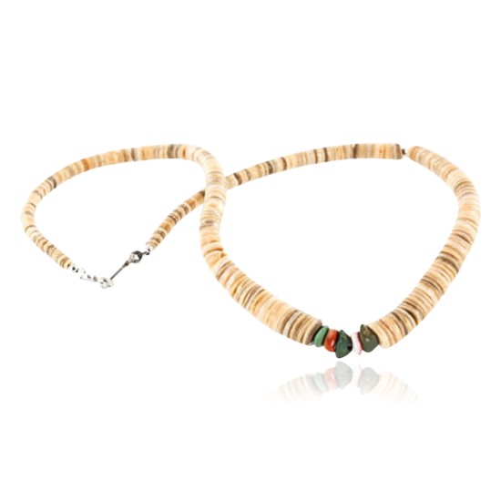 Certified Authentic Navajo .925 Sterling Silver Graduated Melon Shell and Turquoise Native American Necklace 370999117747 Certified Authentic Navajo .925 Sterling Silver Graduated Melon Shell and Turquoise Native American Necklace 370999117747