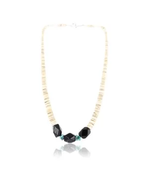 Certified Authentic Navajo .925 Sterling Silver Graduated Melon Shell and Turquoise Native American Necklace 371001696190