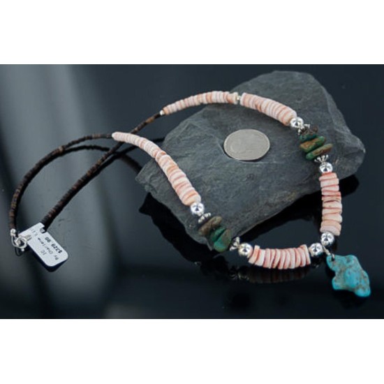 Certified Authentic Navajo .925 Sterling Silver Graduated Melon Shell and Turquoise Native American Necklace 390656753479 Certified Authentic Navajo .925 Sterling Silver Graduated Melon Shell and Turquoise Native American Necklace 390656753479