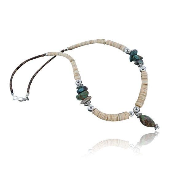Certified Authentic Navajo .925 Sterling Silver Graduated Melon Shell and Turquoise Native American Necklace 390674472202 Certified Authentic Navajo .925 Sterling Silver Graduated Melon Shell and Turquoise Native American Necklace 390674472202