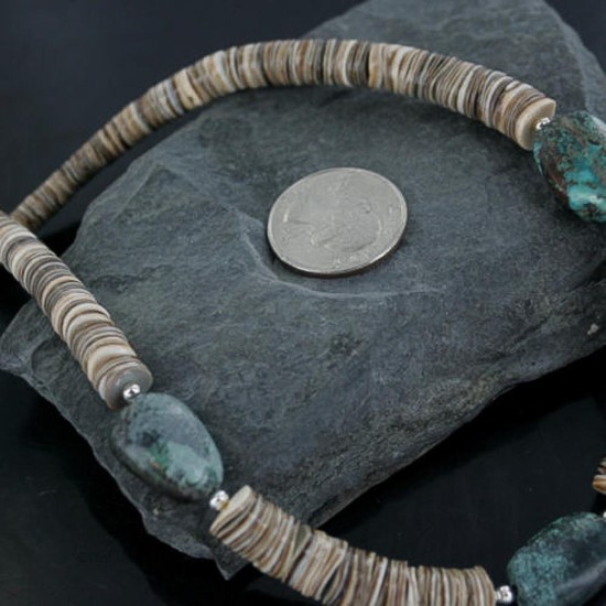Navajo .925 Sterling Silver Graduated Melon Shell and Turquoise Native American Necklace 390681816854 Navajo .925 Sterling Silver Graduated Melon Shell and Turquoise Native American Necklace 390681816854