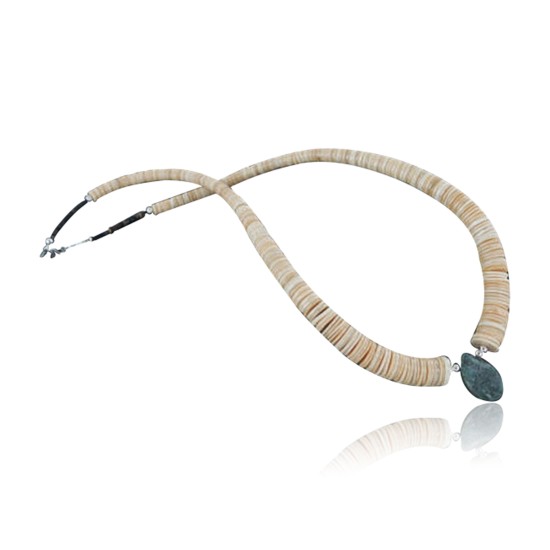 Certified Authentic Navajo .925 Sterling Silver Graduated Melon Shell and Turquoise Native American Necklace 390683075556 Certified Authentic Navajo .925 Sterling Silver Graduated Melon Shell and Turquoise Native American Necklace 390683075556