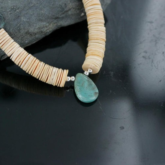 Certified Authentic Navajo .925 Sterling Silver Graduated Melon Shell and Turquoise Native American Necklace 390683845051 Certified Authentic Navajo .925 Sterling Silver Graduated Melon Shell and Turquoise Native American Necklace 390683845051