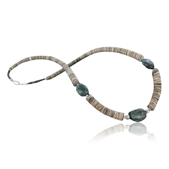Certified Authentic Navajo .925 Sterling Silver Graduated Melon Shell and Turquoise Native American Necklace 390685561172 Certified Authentic Navajo .925 Sterling Silver Graduated Melon Shell and Turquoise Native American Necklace 390685561172