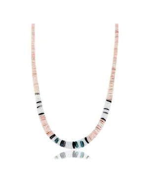 Certified Authentic Navajo .925 Sterling Silver Graduated Melon Shell and Turquoise Native American Necklace 390762415129