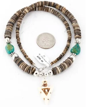 Certified Authentic Navajo .925 Sterling Silver Graduated Melon Shell and Turquoise Native American Necklace 390839452859 Certified Authentic Navajo .925 Sterling Silver Graduated Melon Shell and Turquoise Native American Necklace 390839452859