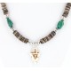 Certified Authentic Navajo .925 Sterling Silver Graduated Melon Shell and Turquoise Native American Necklace 390839452859
