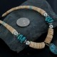 Certified Authentic Navajo .925 Sterling Silver Graduated Melon Shell and Turquoise Native American Necklace 7501008-21