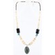 Certified Authentic Navajo .925 Sterling Silver Graduated Melon Shell and Turquoise ONYX Native American Necklace 750109-2