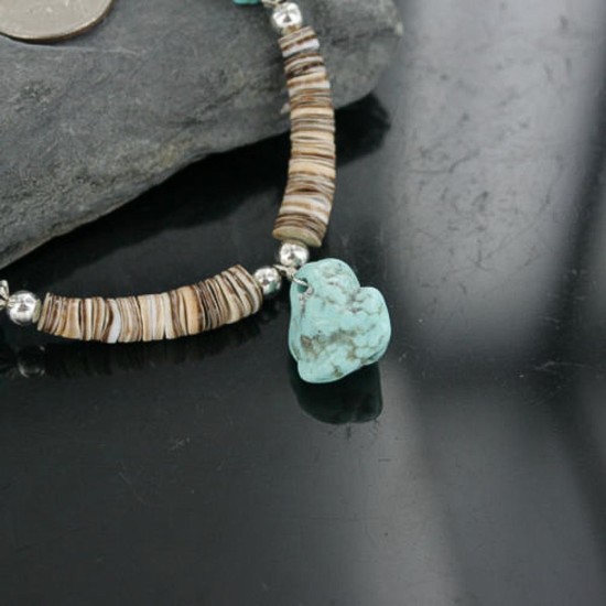 Certified Authentic Navajo .925 Sterling Silver Graduated Melon Shell Native American Necklace 370928348118