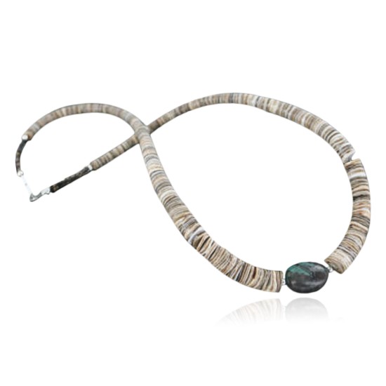 Certified Authentic Navajo .925 Sterling Silver Graduated Spiny and Turquoise Native American Necklace 15151-17 Certified Authentic Navajo .925 Sterling Silver Graduated Spiny and Turquoise Native American Necklace 15151-17