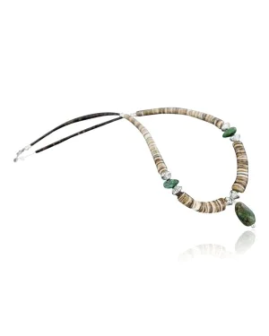 Certified Authentic Navajo .925 Sterling Silver Graduated Spiny and Turquoise Native American Necklace 15213-2