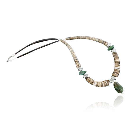Certified Authentic Navajo .925 Sterling Silver Graduated Spiny and Turquoise Native American Necklace 15213-2 Certified Authentic Navajo .925 Sterling Silver Graduated Spiny and Turquoise Native American Necklace 15213-2