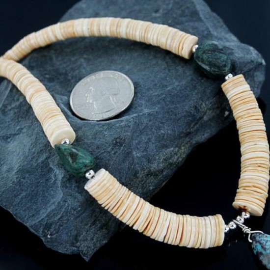 Certified Authentic Navajo .925 Sterling Silver Graduated Spiny and Turquoise Native American Necklace 18101-19 Certified Authentic Navajo .925 Sterling Silver Graduated Spiny and Turquoise Native American Necklace 18101-19