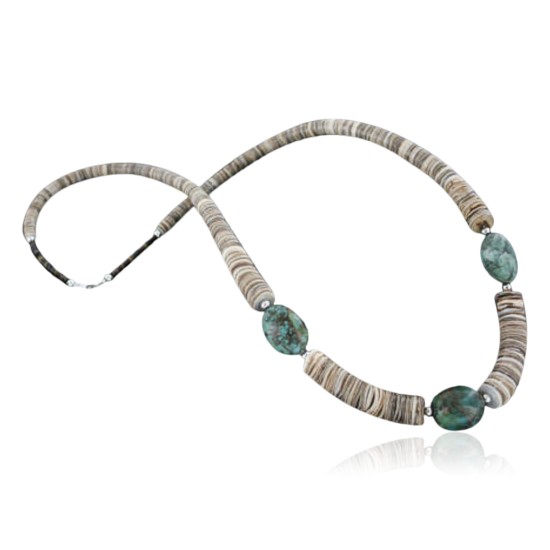 Certified Authentic Navajo .925 Sterling Silver Graduated Spiny and Turquoise Native American Necklace 370922402394