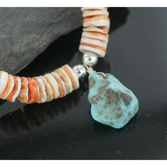 Certified Authentic Navajo .925 Sterling Silver Graduated Spiny and Turquoise Native American Necklace 371313969646 Certified Authentic Navajo .925 Sterling Silver Graduated Spiny and Turquoise Native American Necklace 371313969646