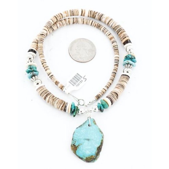 Certified Authentic Navajo .925 Sterling Silver Graduated Spiny and Turquoise Native American Necklace 390827264130