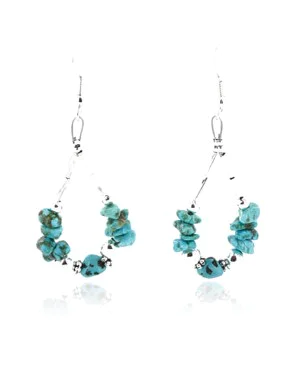 Certified Authentic Navajo .925 Sterling Silver Hooks and Turquoise Native American Earrings 371040194723