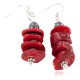 Certified Authentic Navajo .925 Sterling Silver Hooks Coral and Natural Hematite Dangle Native American Earrings 18160