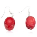 Certified Authentic Navajo .925 Sterling Silver Hooks Coral Dangle Native American Earrings 18119-3