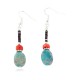 Certified Authentic Navajo .925 Sterling Silver Hooks Dangle Natural Turquoise Coral Native American Earrings 18106-15 All Products NB151215022111 18106-15 (by LomaSiiva)