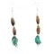 Certified Authentic Navajo .925 Sterling Silver Hooks Dangle Natural Turquoise Tigers Eye Native American Earrings 18127