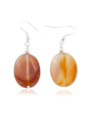 Certified Authentic Navajo .925 Sterling Silver Hooks Natural Carnelian Dangle Native American Earrings 18121-5