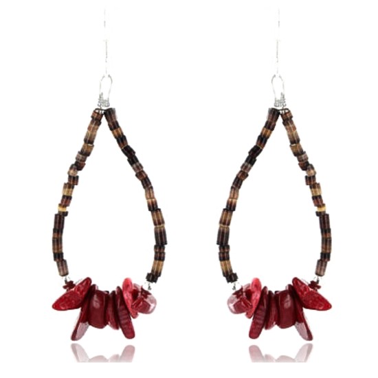 Certified Authentic Navajo .925 Sterling Silver Hooks Natural Coral and Traditional Heishi Native American Earrings 390755545306 Certified Authentic Navajo .925 Sterling Silver Hooks Natural Coral and Traditional Heishi Native American Earrings 390755545306
