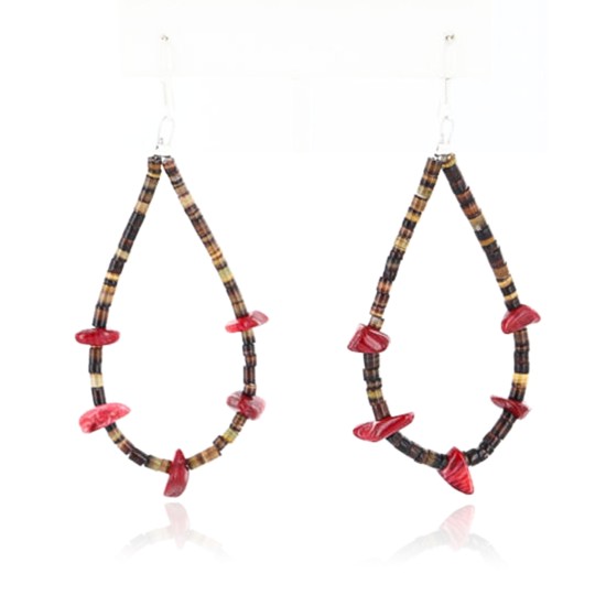 Certified Authentic Navajo .925 Sterling Silver Hooks Natural Coral Heishi Native American Earrings 390753803371 Certified Authentic Navajo .925 Sterling Silver Hooks Natural Coral Heishi Native American Earrings 390753803371